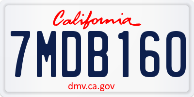 CA license plate 7MDB160