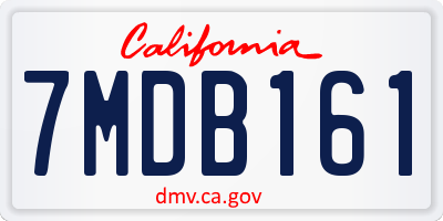 CA license plate 7MDB161
