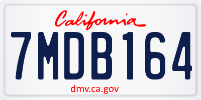 CA license plate 7MDB164