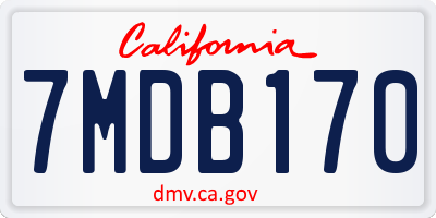 CA license plate 7MDB170