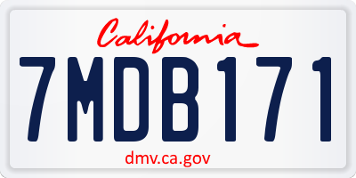 CA license plate 7MDB171