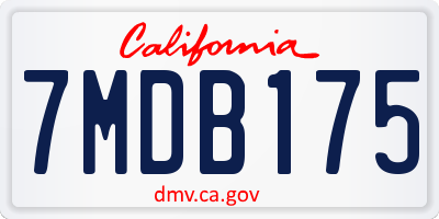 CA license plate 7MDB175