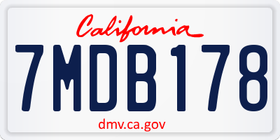 CA license plate 7MDB178