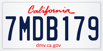 CA license plate 7MDB179