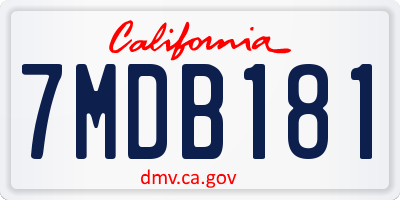 CA license plate 7MDB181