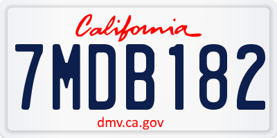 CA license plate 7MDB182