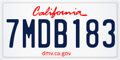CA license plate 7MDB183