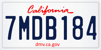 CA license plate 7MDB184