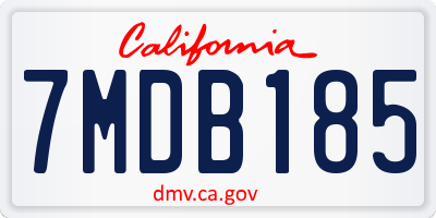 CA license plate 7MDB185