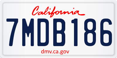 CA license plate 7MDB186