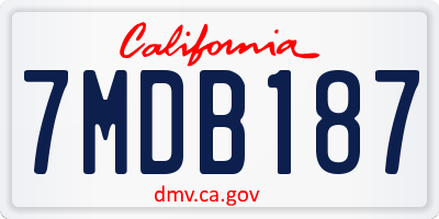 CA license plate 7MDB187