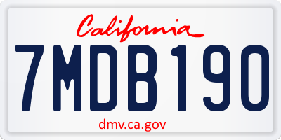 CA license plate 7MDB190