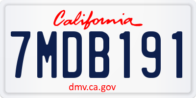 CA license plate 7MDB191