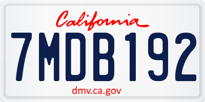 CA license plate 7MDB192