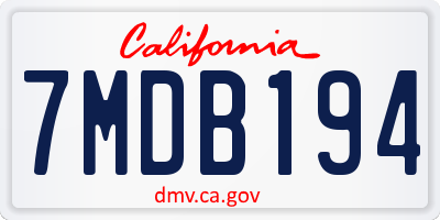 CA license plate 7MDB194