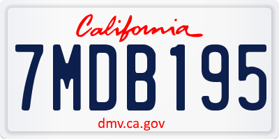 CA license plate 7MDB195