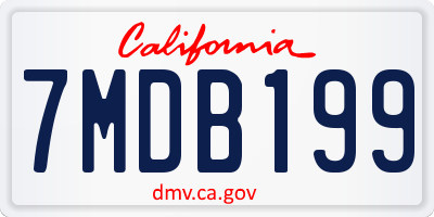 CA license plate 7MDB199