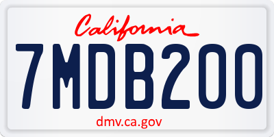 CA license plate 7MDB200