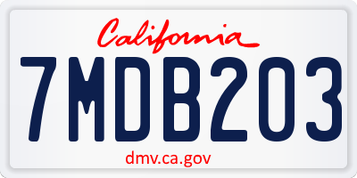 CA license plate 7MDB203