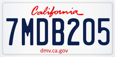 CA license plate 7MDB205