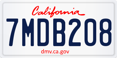 CA license plate 7MDB208