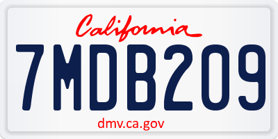 CA license plate 7MDB209