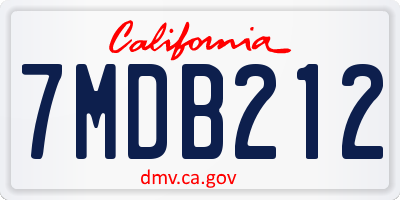 CA license plate 7MDB212