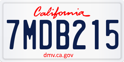 CA license plate 7MDB215