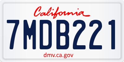 CA license plate 7MDB221