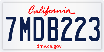 CA license plate 7MDB223