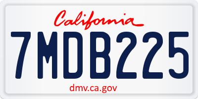 CA license plate 7MDB225