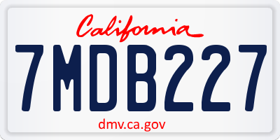 CA license plate 7MDB227