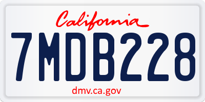 CA license plate 7MDB228