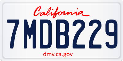 CA license plate 7MDB229
