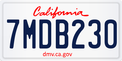 CA license plate 7MDB230