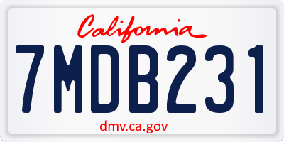 CA license plate 7MDB231