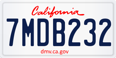 CA license plate 7MDB232