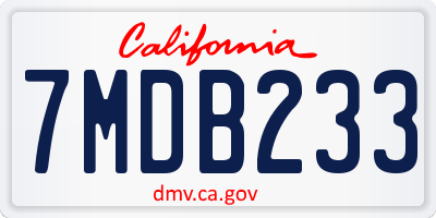 CA license plate 7MDB233