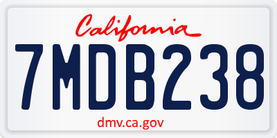 CA license plate 7MDB238