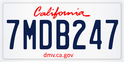 CA license plate 7MDB247