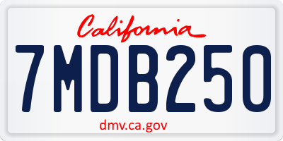 CA license plate 7MDB250