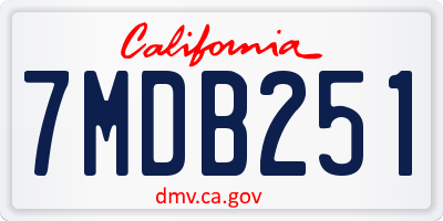 CA license plate 7MDB251