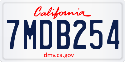 CA license plate 7MDB254