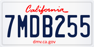 CA license plate 7MDB255