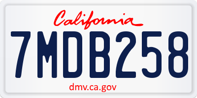 CA license plate 7MDB258
