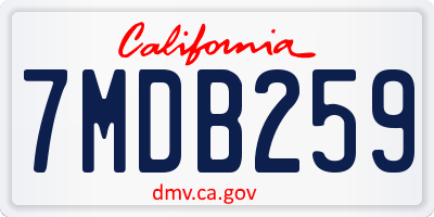 CA license plate 7MDB259