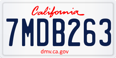 CA license plate 7MDB263