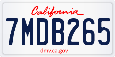CA license plate 7MDB265