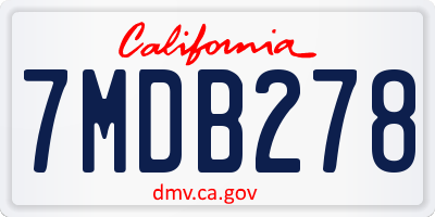 CA license plate 7MDB278
