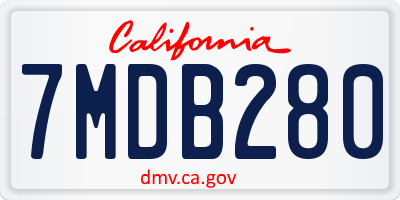 CA license plate 7MDB280
